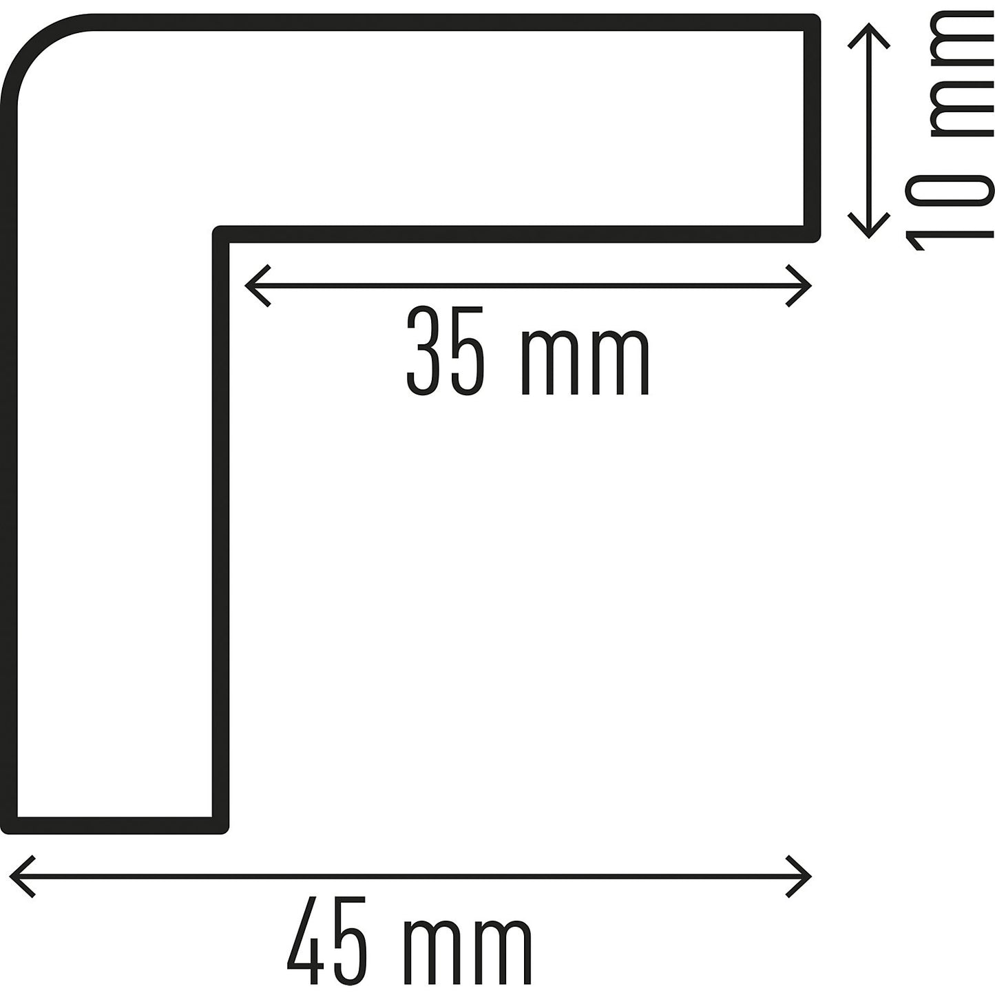 Edge protection profile, type C35, 1 m profile, WxH 45 x 45 mm, yellow / black.