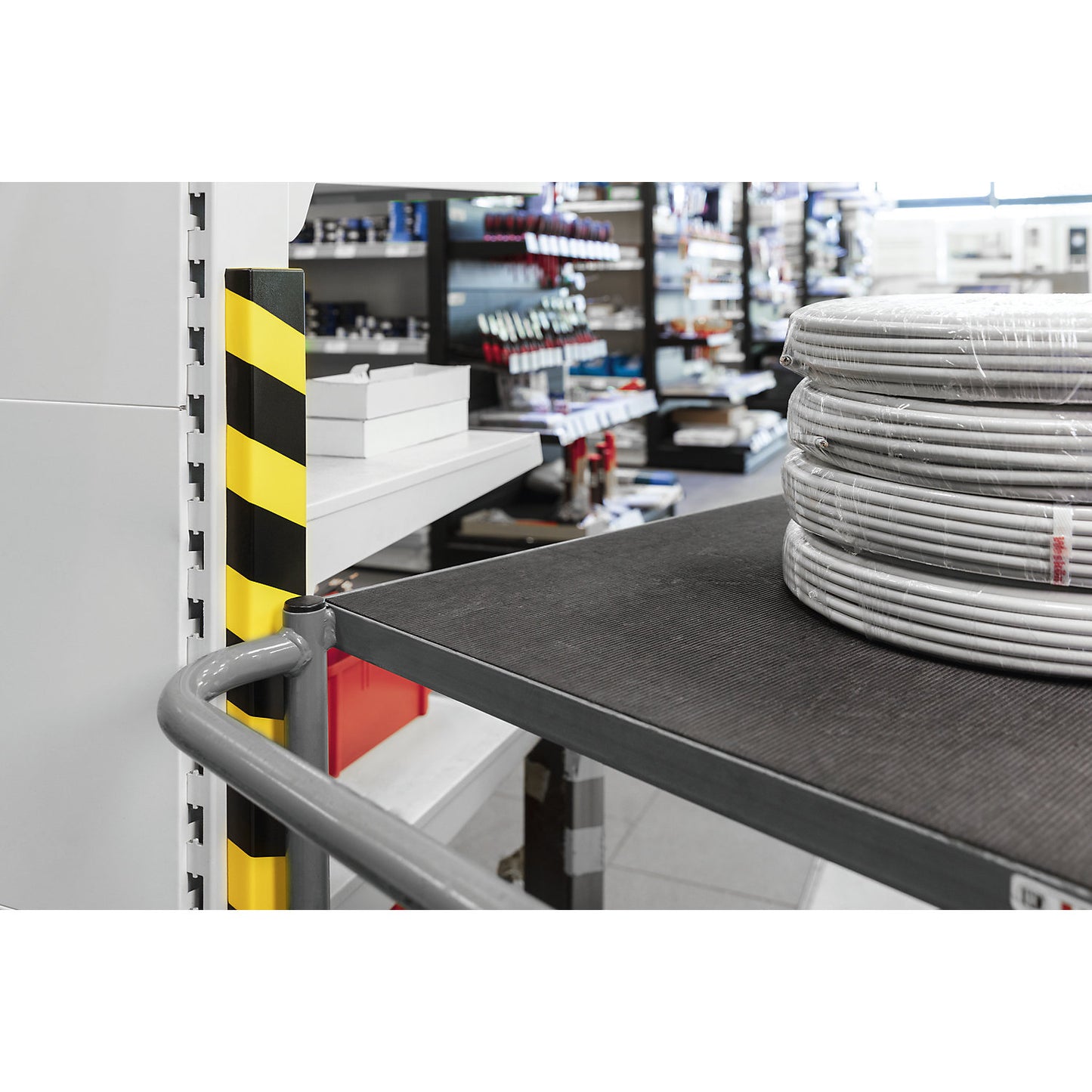 Surface protection profile, type S18, 1 m profile, WxH 73 x 18 mm, yellow / black.