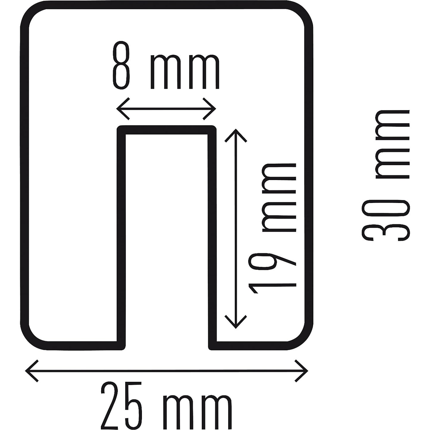 Edge protection profile, type E8, 1 m profile, rectangular, WxH 25 x 30 mm, yellow/black.