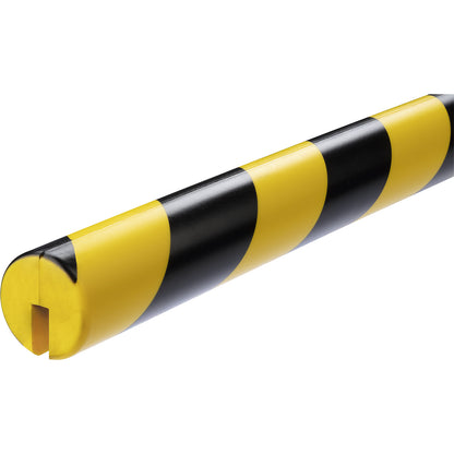Edge protection profile, type E8R, 1 m profile, round, WxH 40 x 40 mm, yellow/black.