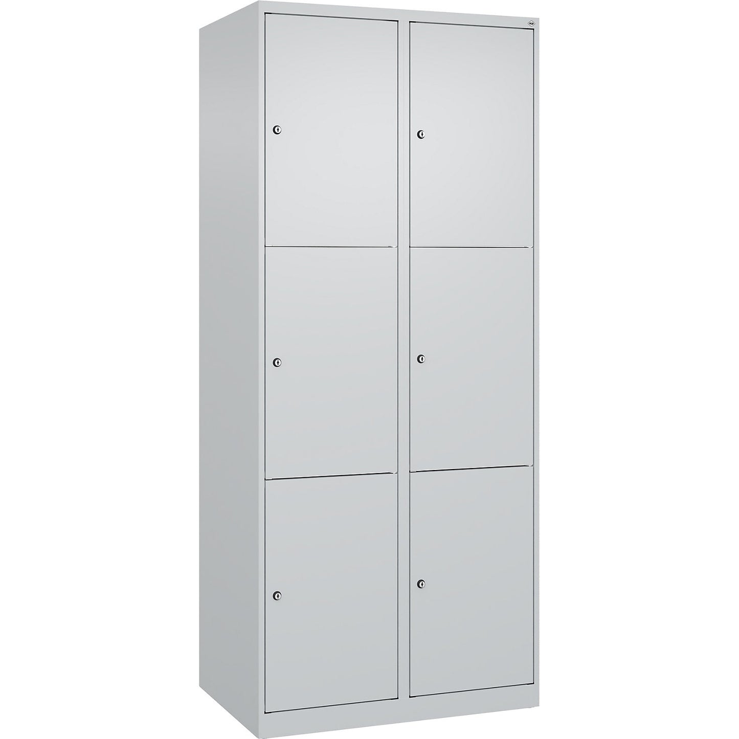 Classic PLUS 3-fold compartment locker, 2 compartments, light grey, W 800 mm, 6 compartments, with floor glides.