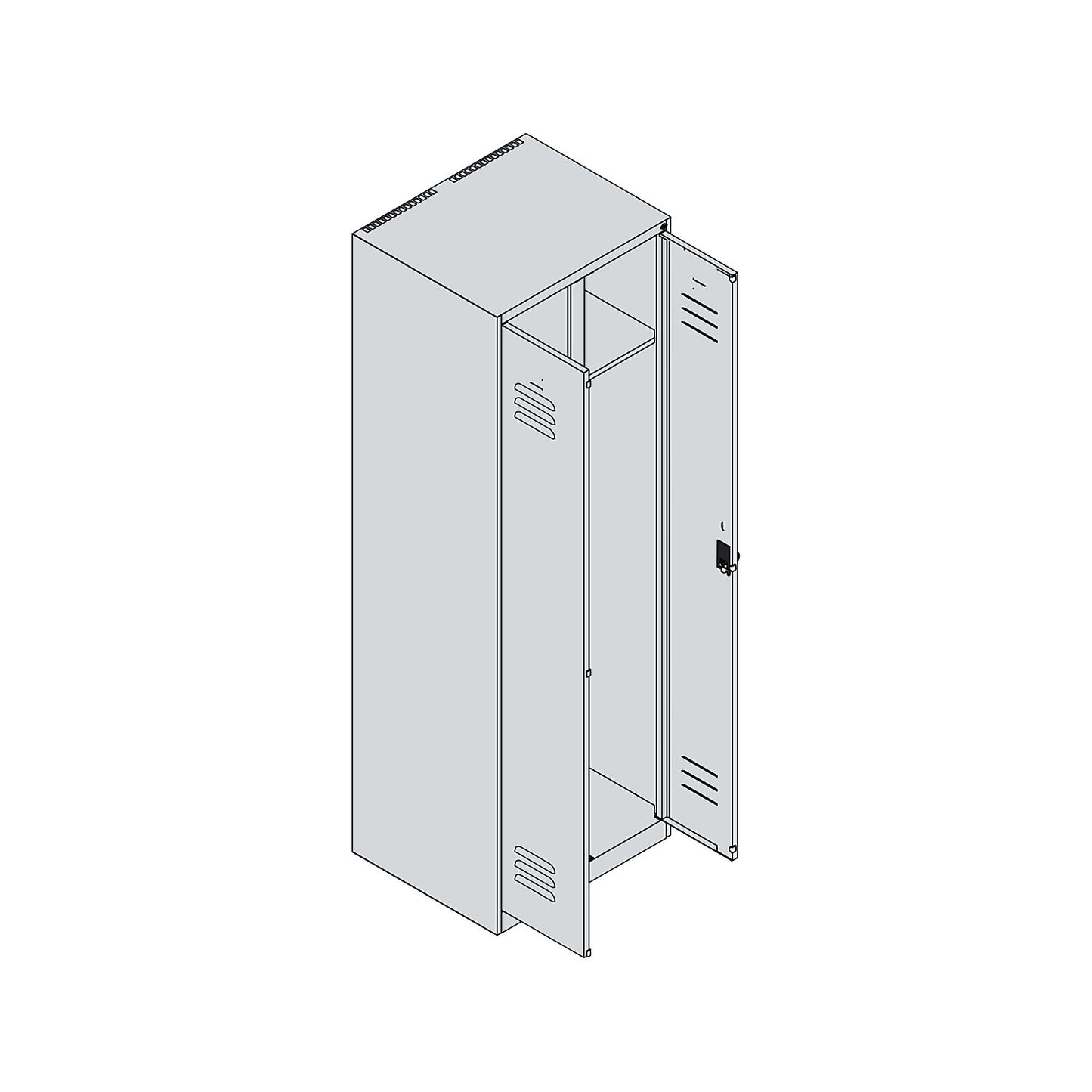 Classic PLUS clean and dirty clothes locker, centre divider, 1 compartment, light grey/light blue, HxW 1850 x 600 mm, with floor glides, rotary bolt.