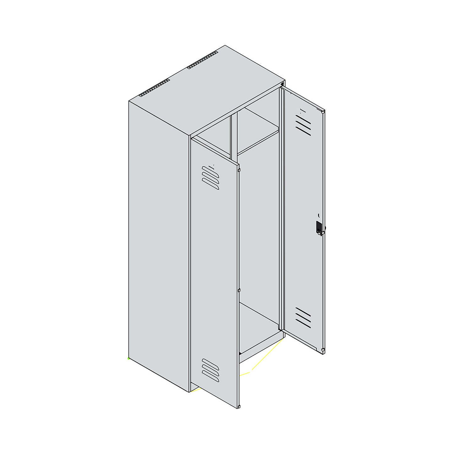 Classic PLUS clean and dirty clothes locker, centre divider, 1 compartment, light grey/grey, HxW 1850 x 800 mm, with floor glides, rotary bolt.