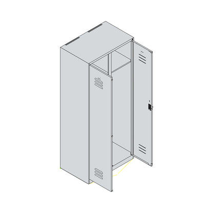 Classic PLUS clean and dirty clothes locker, centre divider, 1 compartment, light grey/light blue, HxW 1850 x 800 mm, with floor glides, rotary bolt.