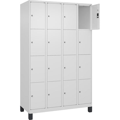 Classic PLUS 4-fold compartment locker, 4 compartments, traffic white, W 1200 mm, 16 compartments, with feet.