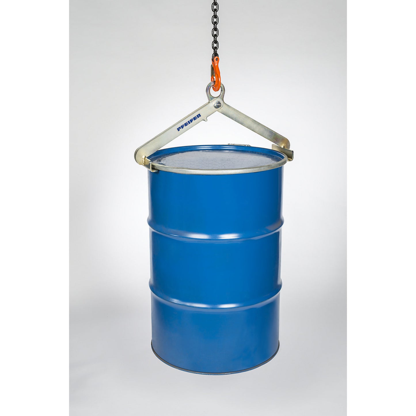 Drum clamp, for upright metal drum, max. load 500 kg.