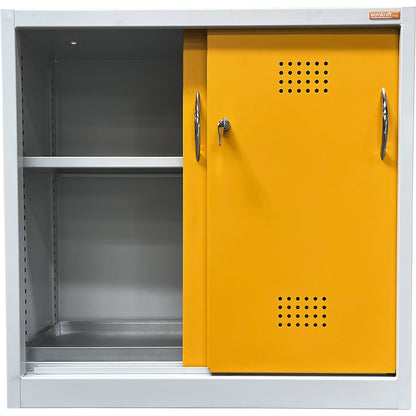 Environmental cupboard with sliding doors, height 900 mm, 1 shelf, with 1 base sump tray.