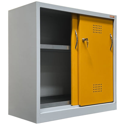 Environmental cupboard with sliding doors, height 900 mm, 1 tray shelf, with 1 base sump tray.