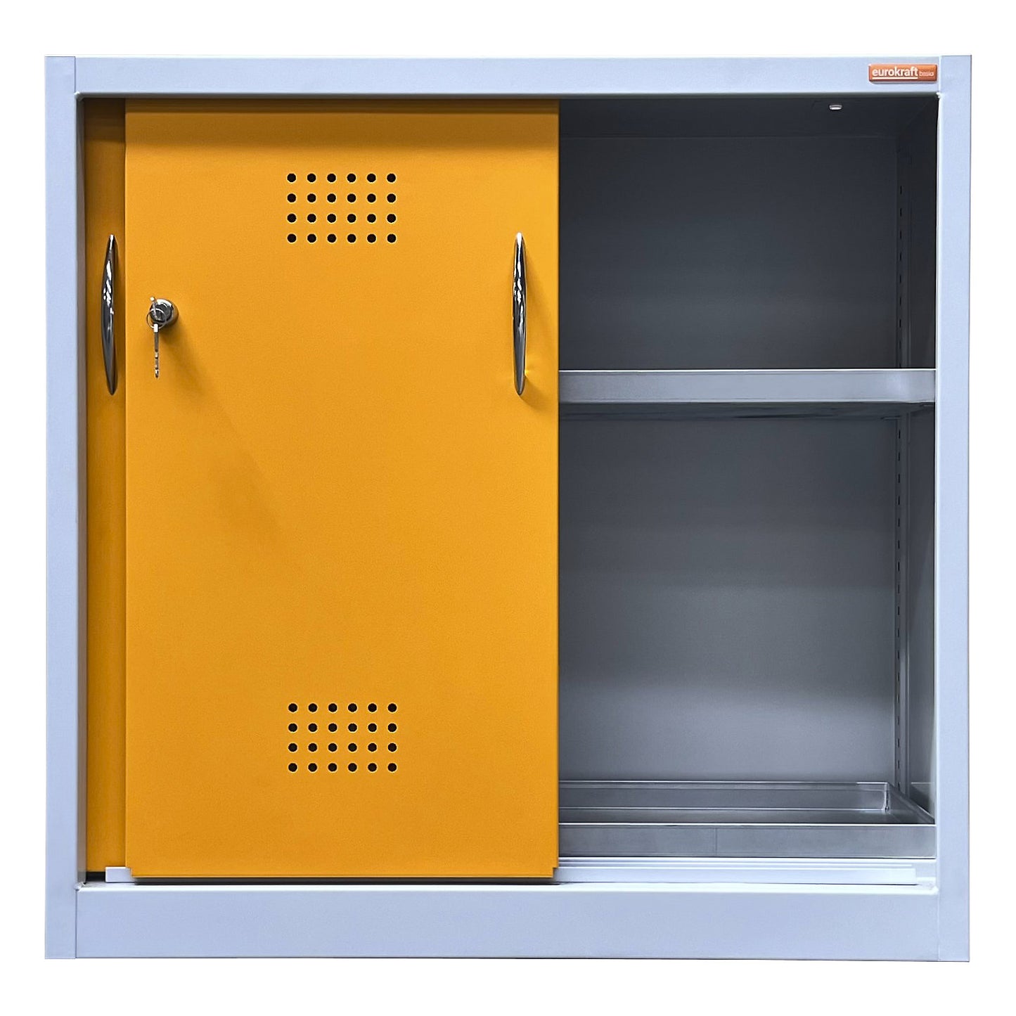 Environmental cupboard with sliding doors, height 900 mm, 1 tray shelf, with 1 base sump tray.