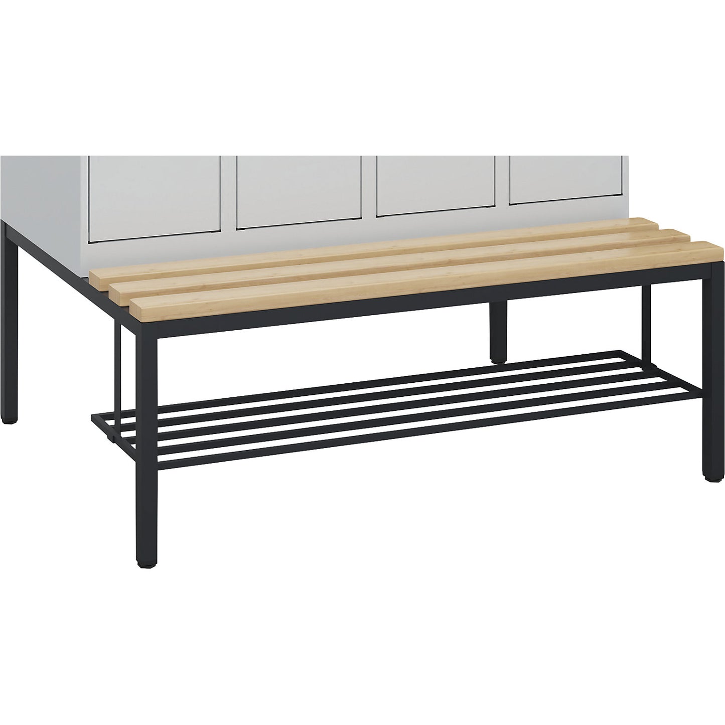 Shoe rack made of rectangular tubing, steel, black grey, Classic PLUS, W 1200 mm, for 4 x 300 mm compartments.