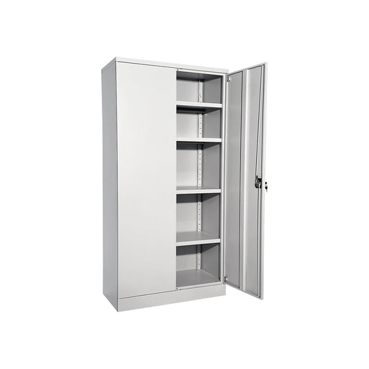 Nilas steel cupboard, with 4 shelves, HxWxD 1830 x 915 x 421 mm, light grey.