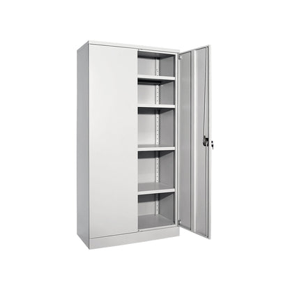 Nilas steel cupboard, with 4 shelves, HxWxD 1950 x 1000 x 500 mm, light grey.