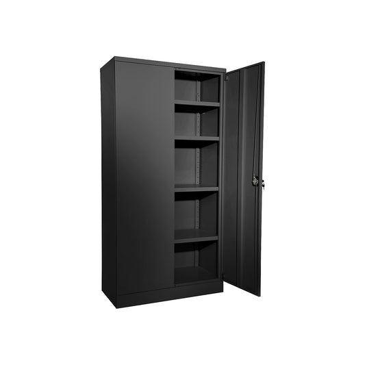 Nilas steel cupboard, with 4 shelves, HxWxD 1950 x 915 x 421 mm, jet black.