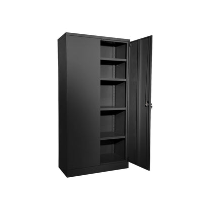 Nilas steel cupboard, with 4 shelves, HxWxD 1950 x 1000 x 500 mm, jet black.