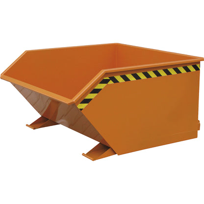 Tipping skip, with a low overall height, capacity 1000 l, pure orange RAL 2004.
