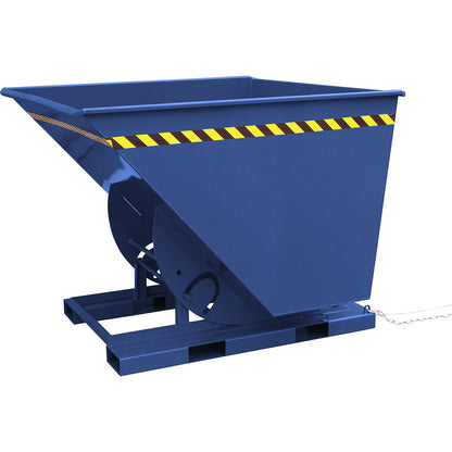 Tilting skip, with a high overall height, capacity 750 l, gentian blue RAL 5010.