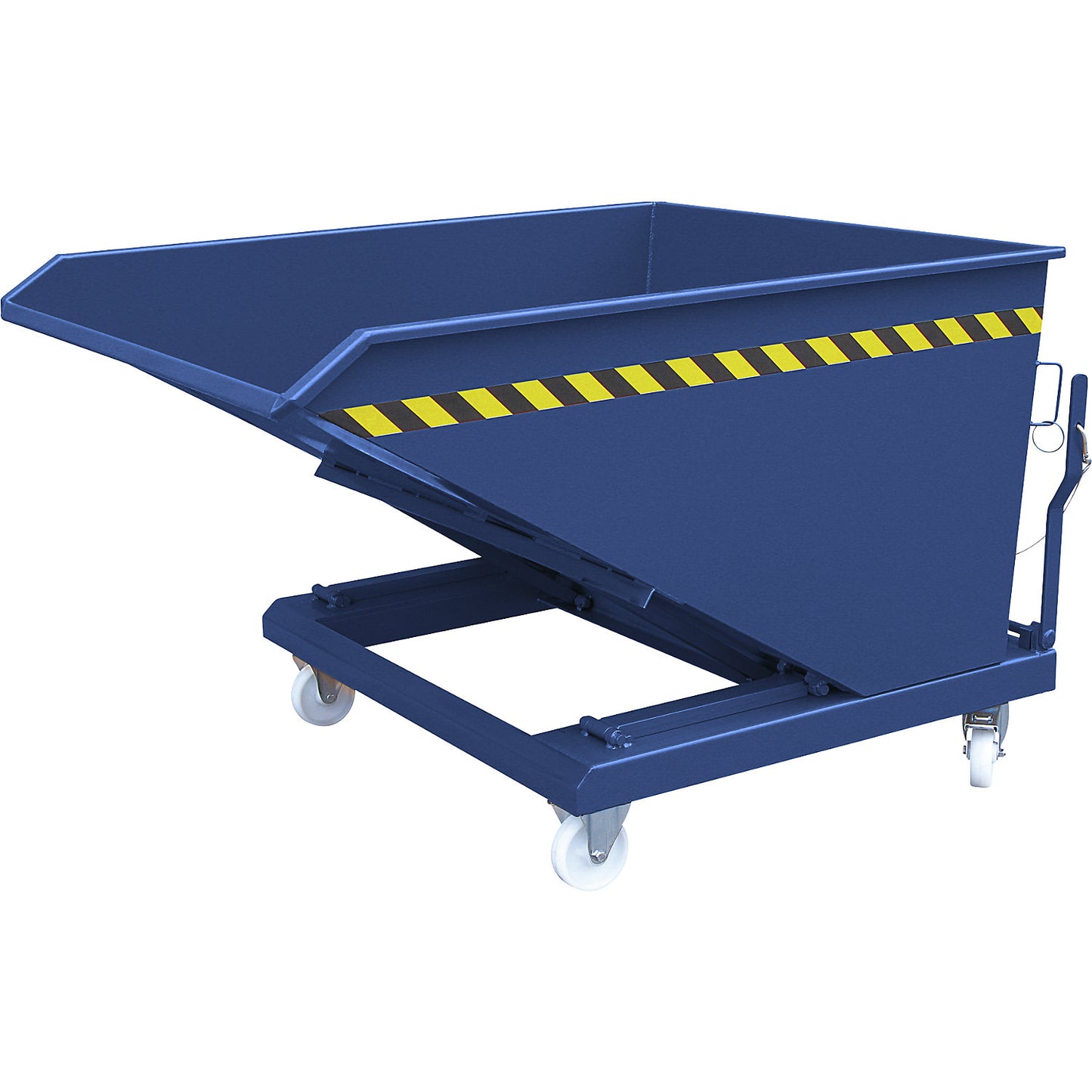 Tilting skip, with scissor tilt mechanism, capacity 500 l, gentian blue RAL 5010.
