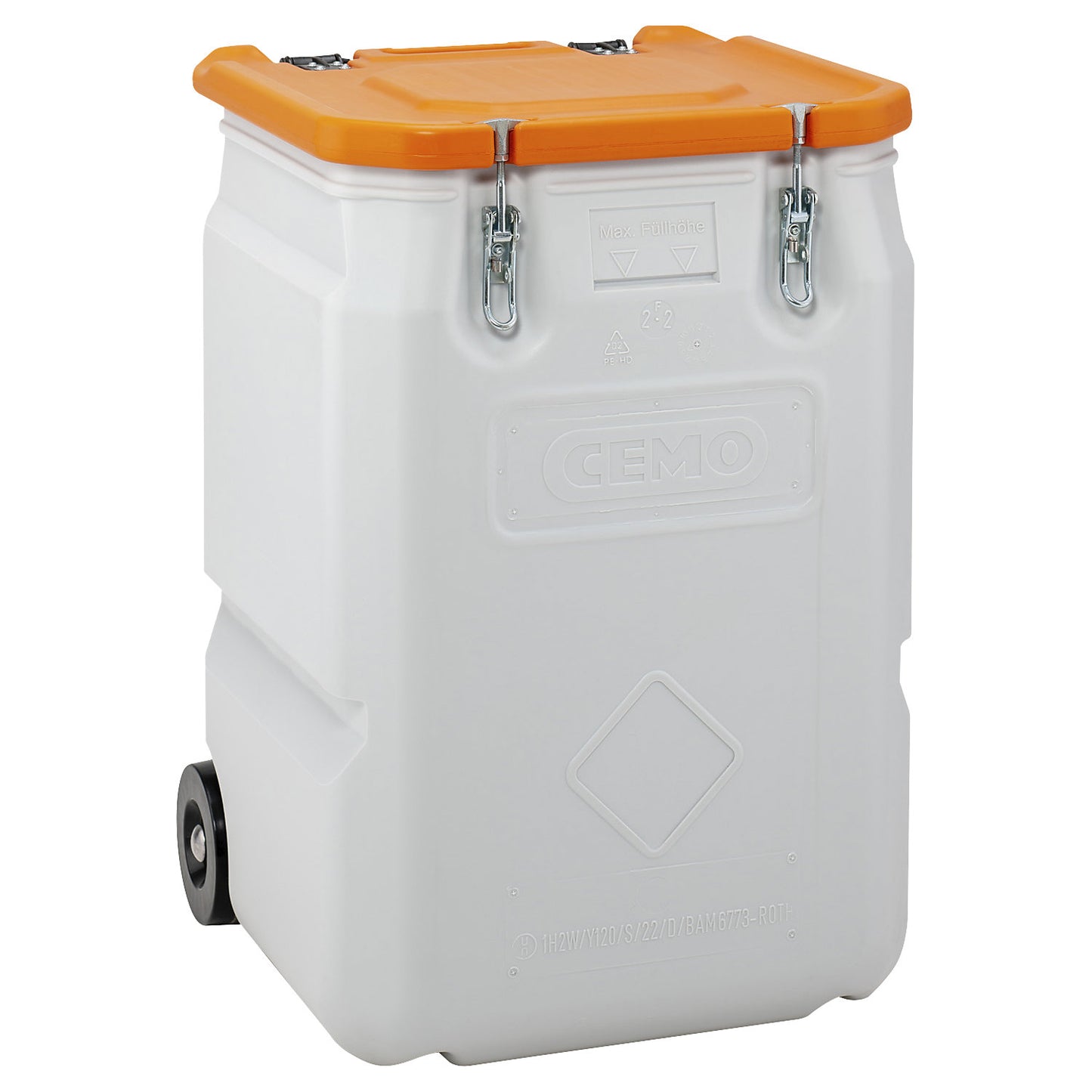 Mobil-Box hazardous materials collection container, capacity 250 l, LxWxH 600 x 600 x 890 mm, orange.