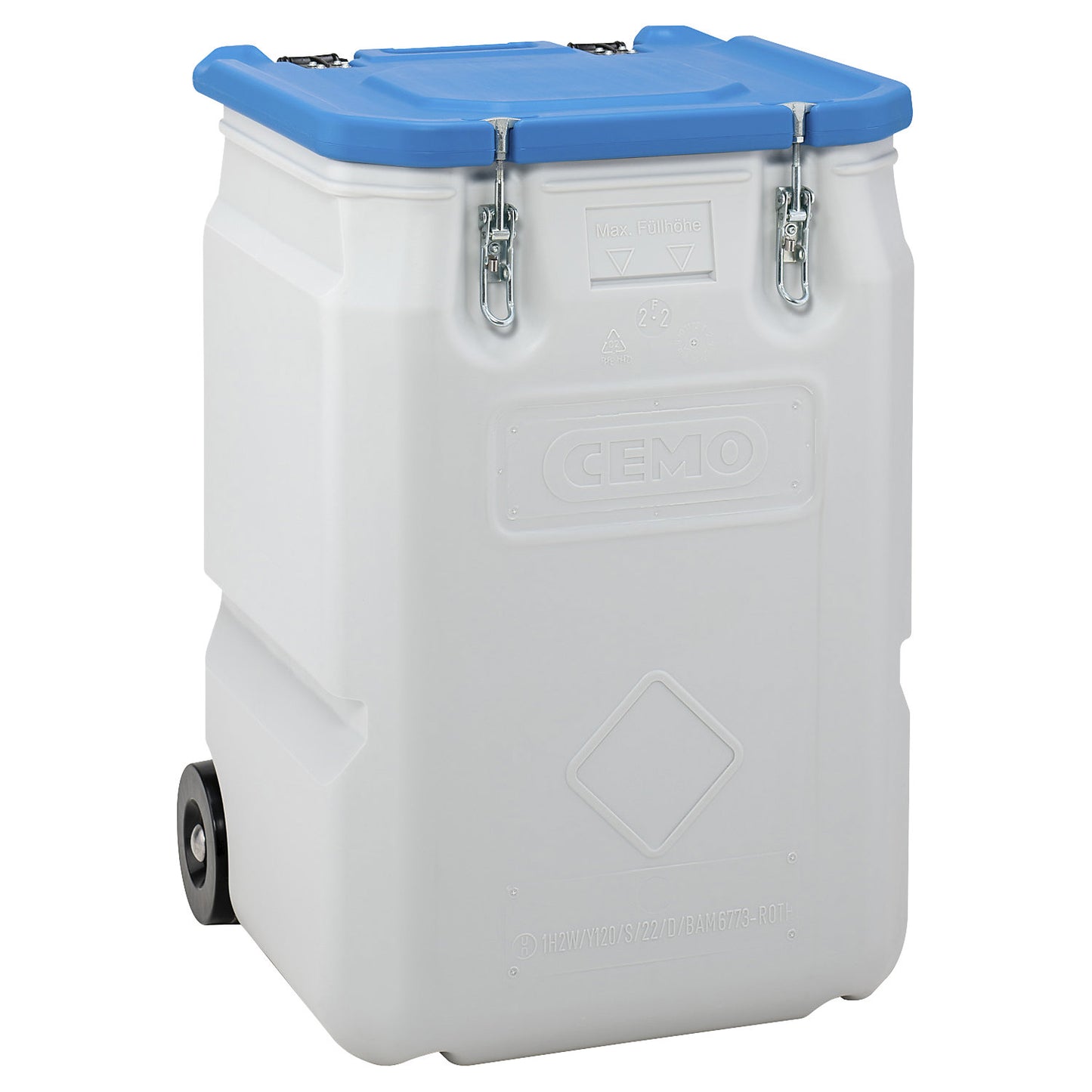 Mobil-Box hazardous materials collection container, capacity 250 l, LxWxH 600 x 600 x 890 mm, blue.