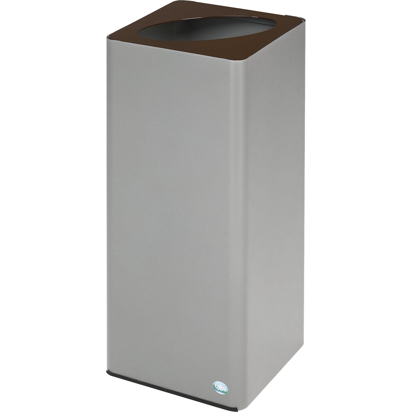 QUADRO recyclable waste collector, 70 l, made of steel with clamping ring, silver / brown.