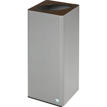 QUADRO recyclable waste collector, 70 l, made of steel with clamping ring, silver / brown.