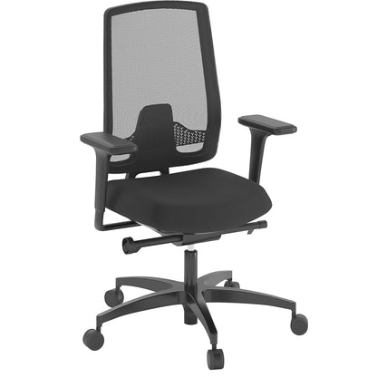 INDEED office swivel chair, with counterpressure adjustment, mesh backrest in black.