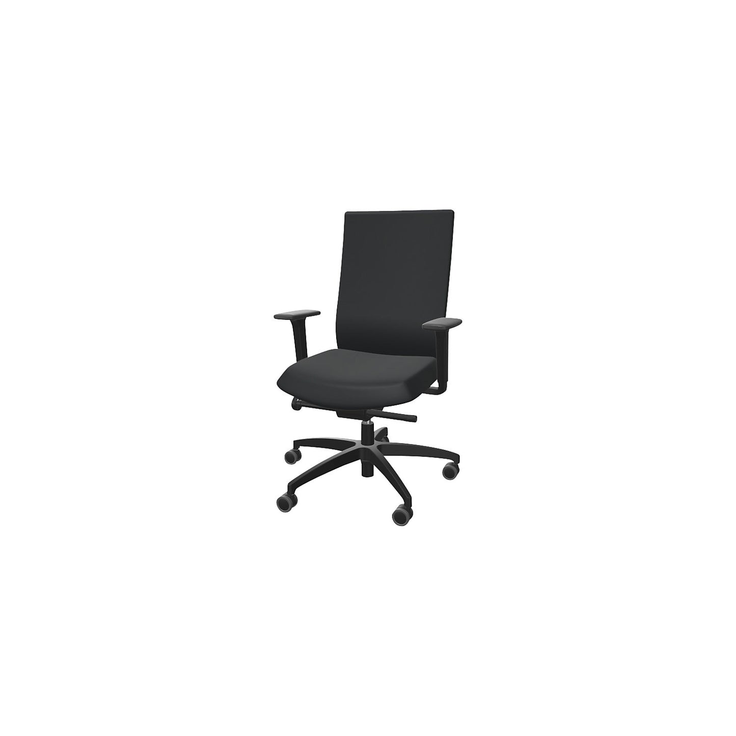JUST EVO OPERATOR office chair, with upholstered back rest, black.