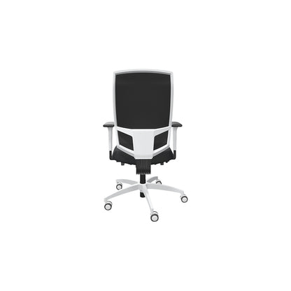 JUST EVO MESH office swivel chair, with mesh back rest, white, black.