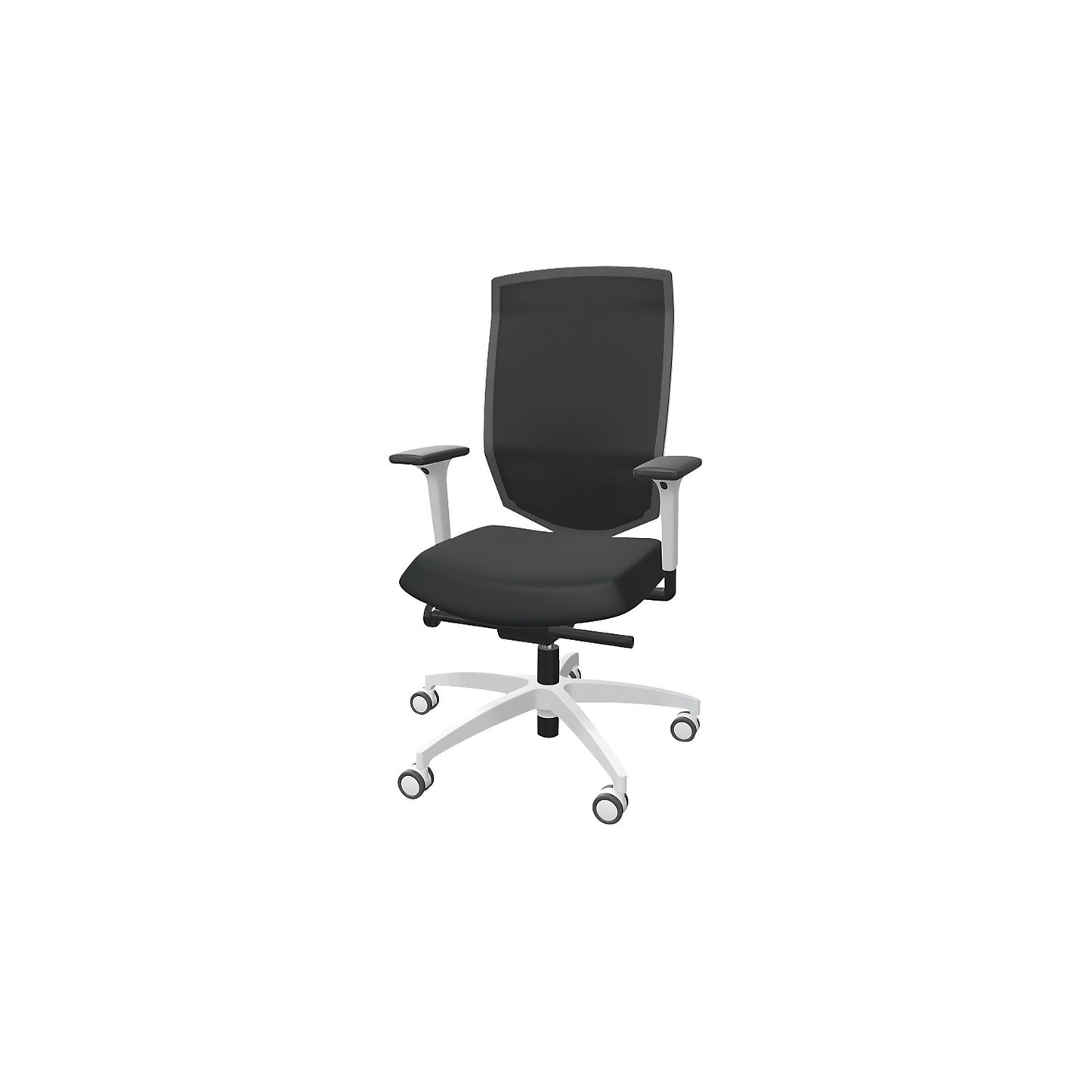 JUST EVO MESH office swivel chair, with mesh back rest, white, black.