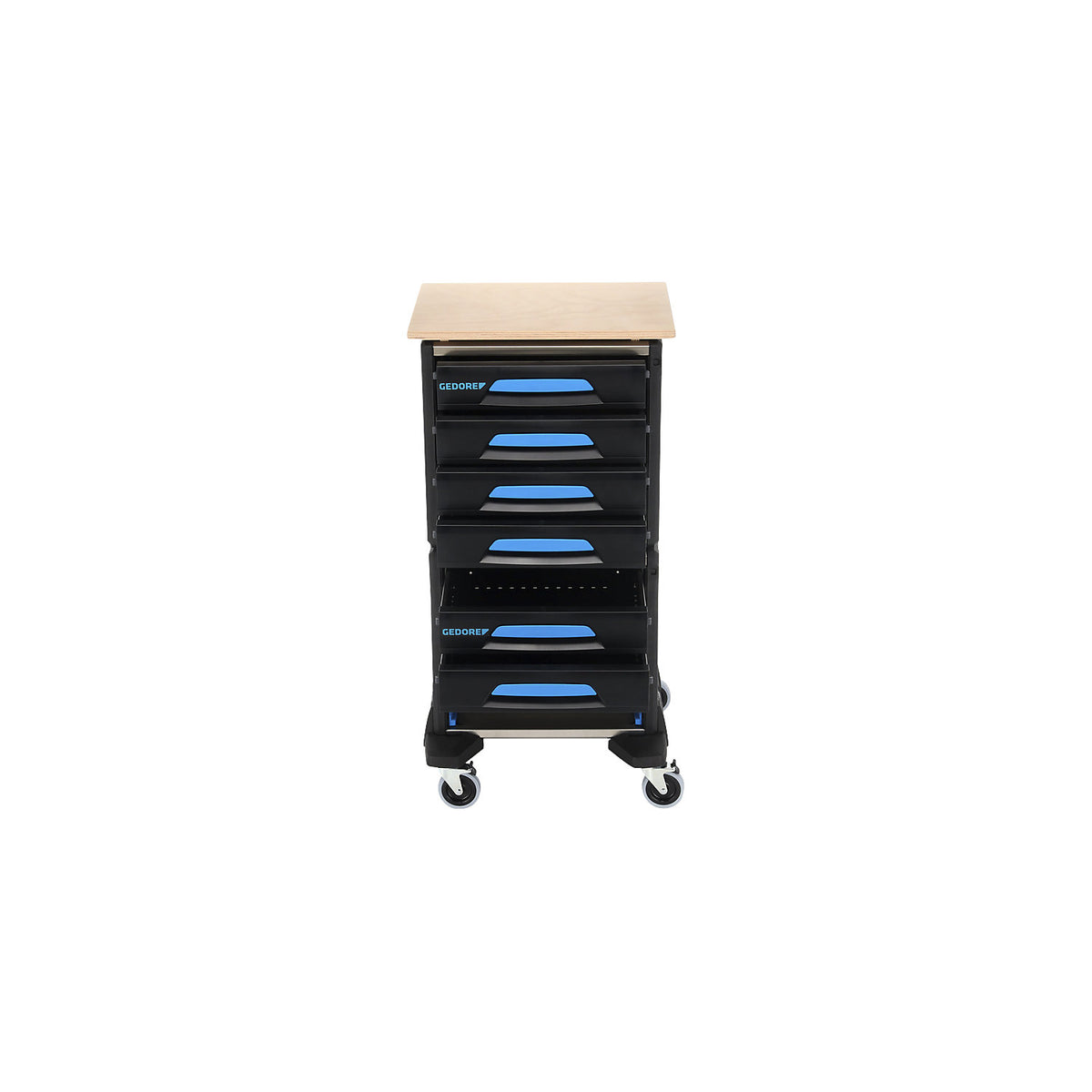 WorkMo tool trolley, width 580 mm, 6 drawers, HxD 1140 x 550 mm, with 72 piece tool kit.