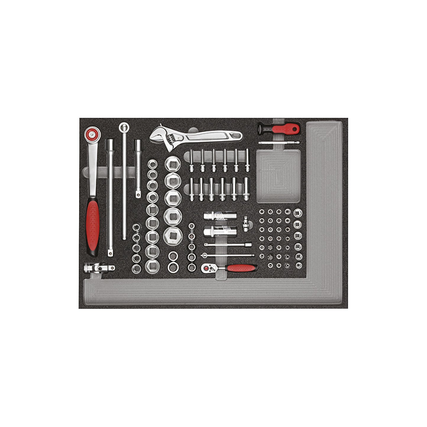 MECHANIC workshop trolley, fully equipped, 6 drawers, 129 parts, black, HxWxD 910 x 628 x 418 mm.
