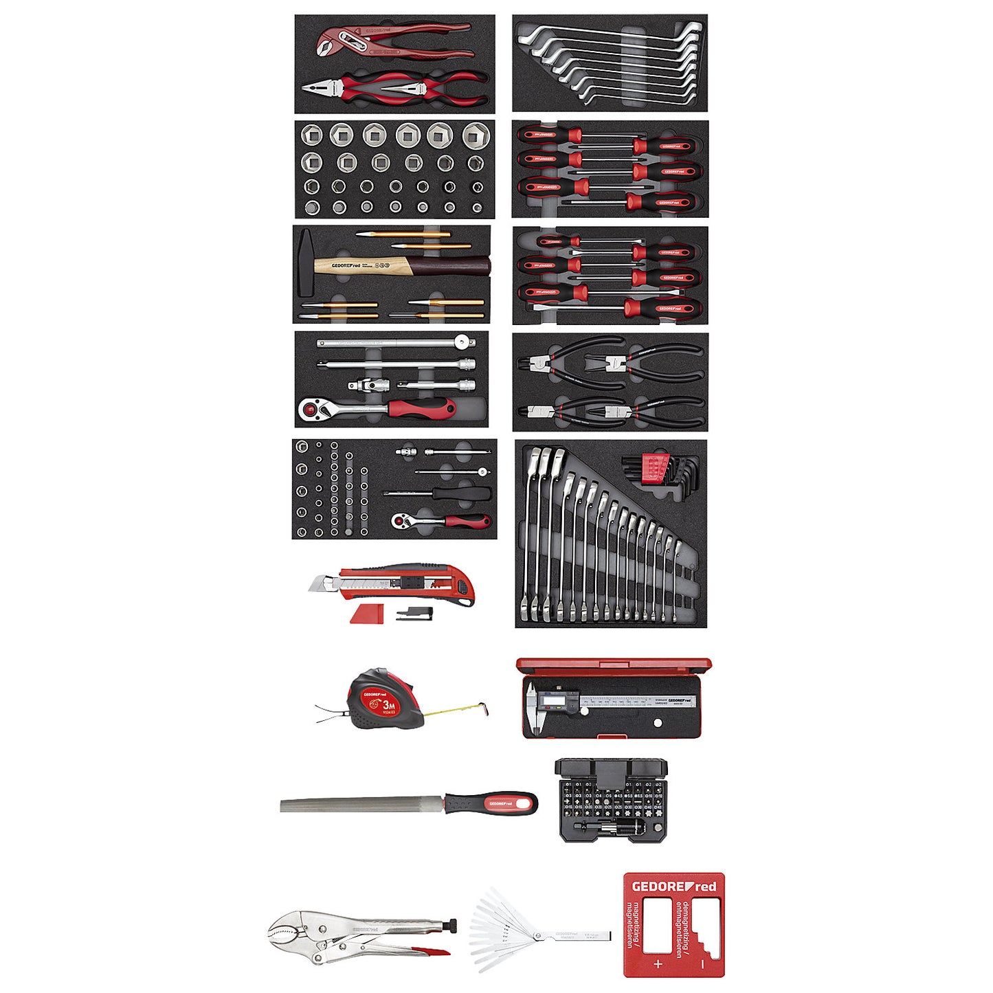 MECHANIC workshop trolley, fully equipped, 6 drawers, 166 parts, black, HxWxD 910 x 628 x 418 mm.