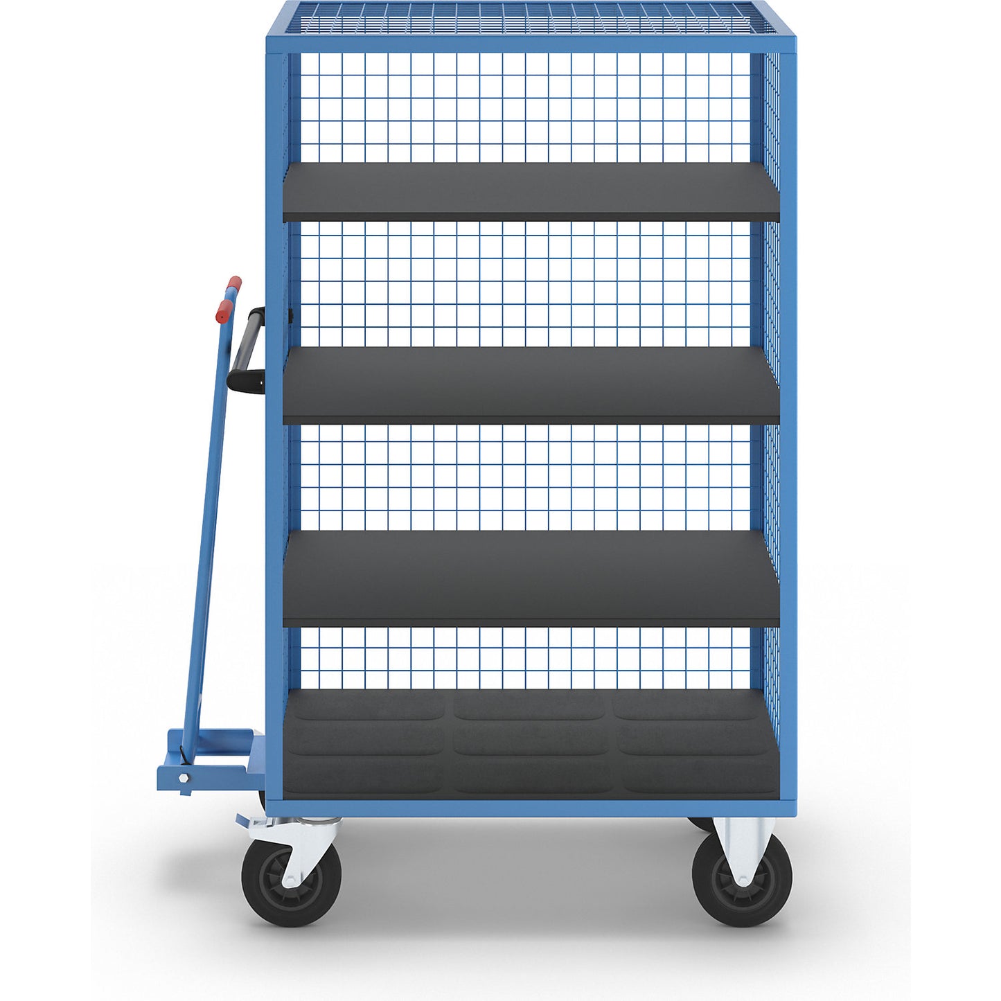 Shelf truck, long side open, 3 shelves, light blue.