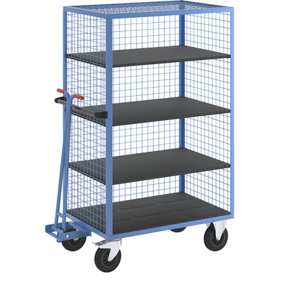 Shelf truck, long side open, 3 shelves, light blue.