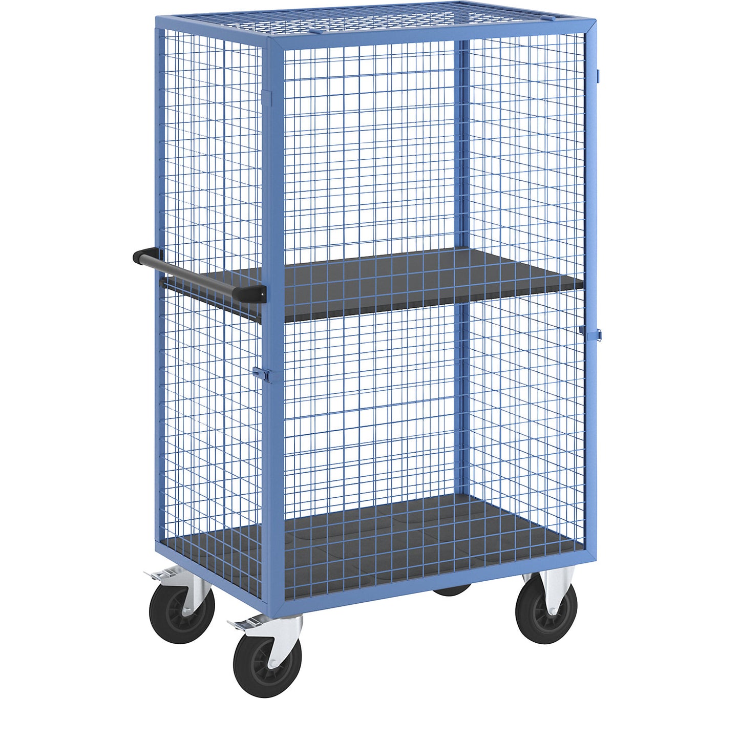 Shelf truck, detachable mesh panel, 1 shelf, light blue.