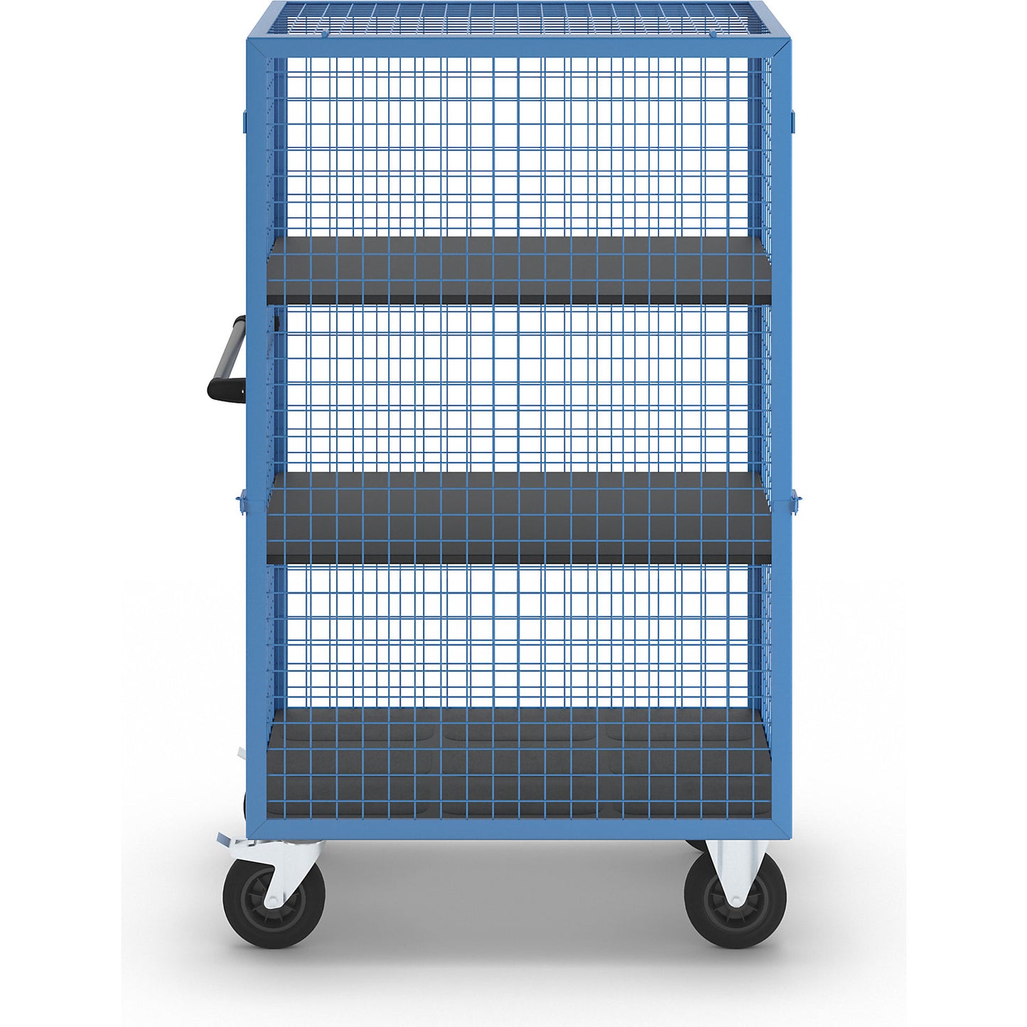 Shelf truck, detachable mesh panel, 2 shelves, light blue.