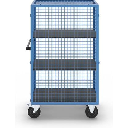 Shelf truck, detachable mesh panel, 2 shelves, light blue.