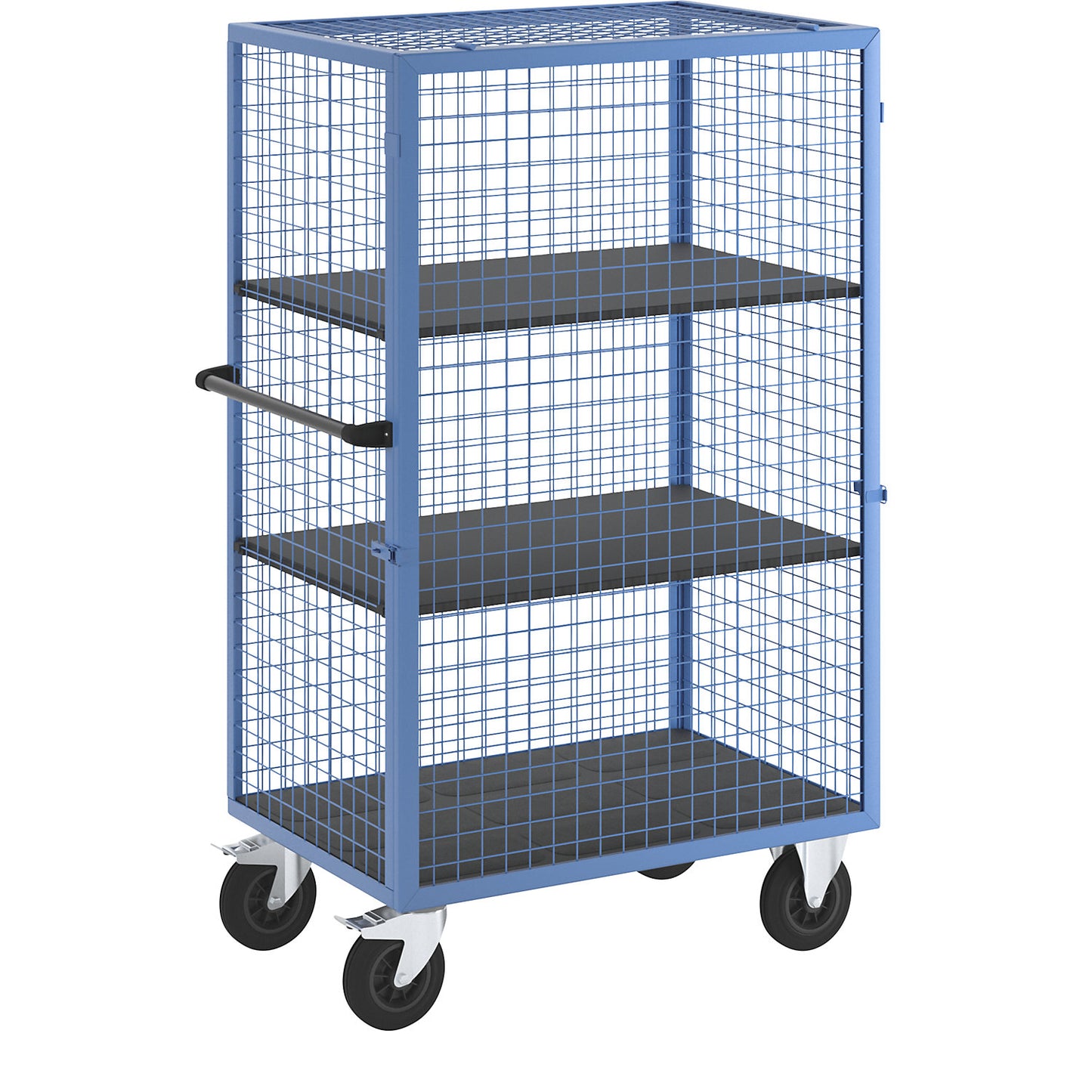 Shelf truck, detachable mesh panel, 2 shelves, light blue.