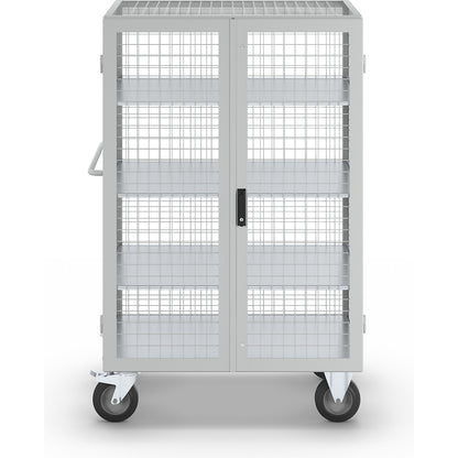 ESD shelf truck, double doors, 3 shelves, light grey.