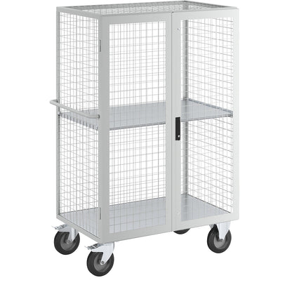 ESD shelf truck, double doors, 1 shelf, light grey.