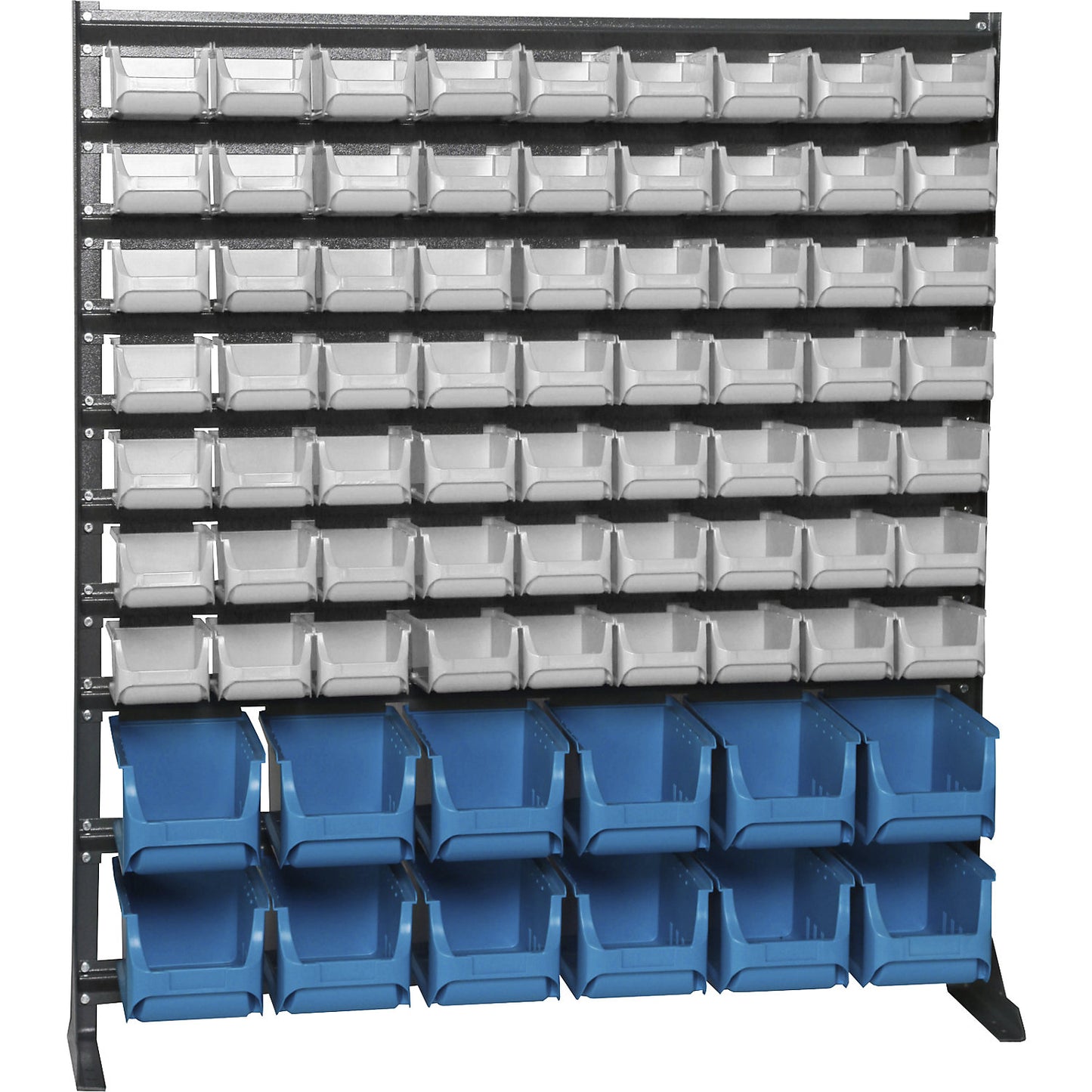 ECO small parts warehouse shelving unit, with open fronted storage bins, HxD 1110 x 235 mm.