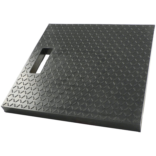 Protective shim plate, rubber, black, LxWxH 400 x 400 x 30 mm.