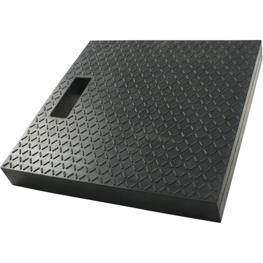 Protective shim plate, rubber, black, LxWxH 400 x 400 x 50 mm.