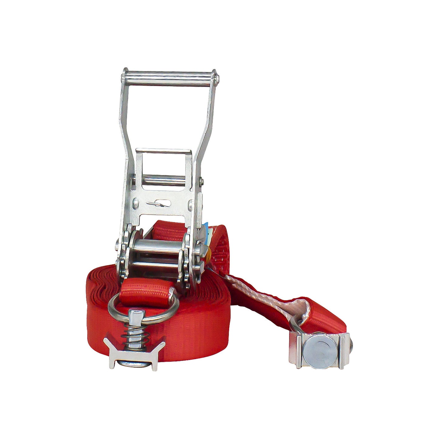 Cargo restraint strap, with single Airline end cap, max. tensioning force 1000 kg, pack of 4, length 6000 mm.