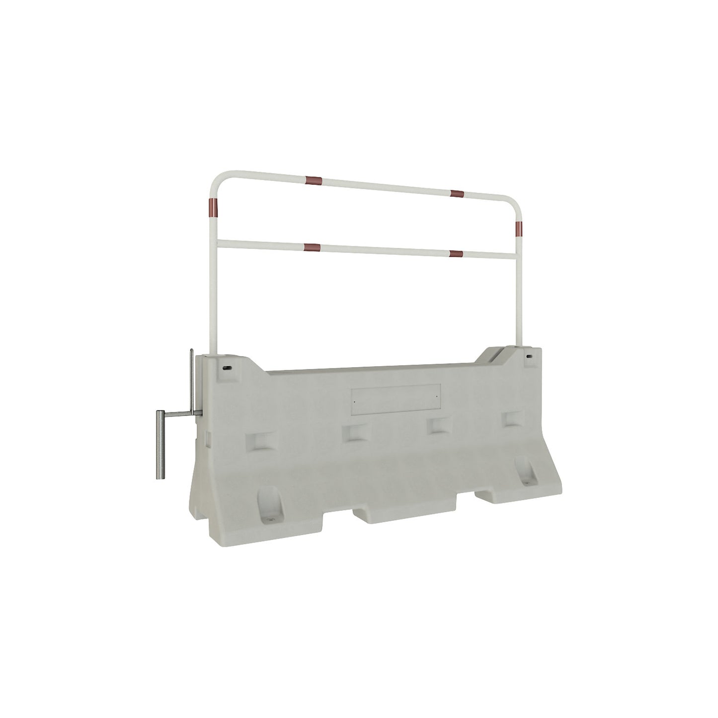Concrete barrier with safety barrier, LxWxH 2420 x 1936 x 1020 mm, grey/white/red.