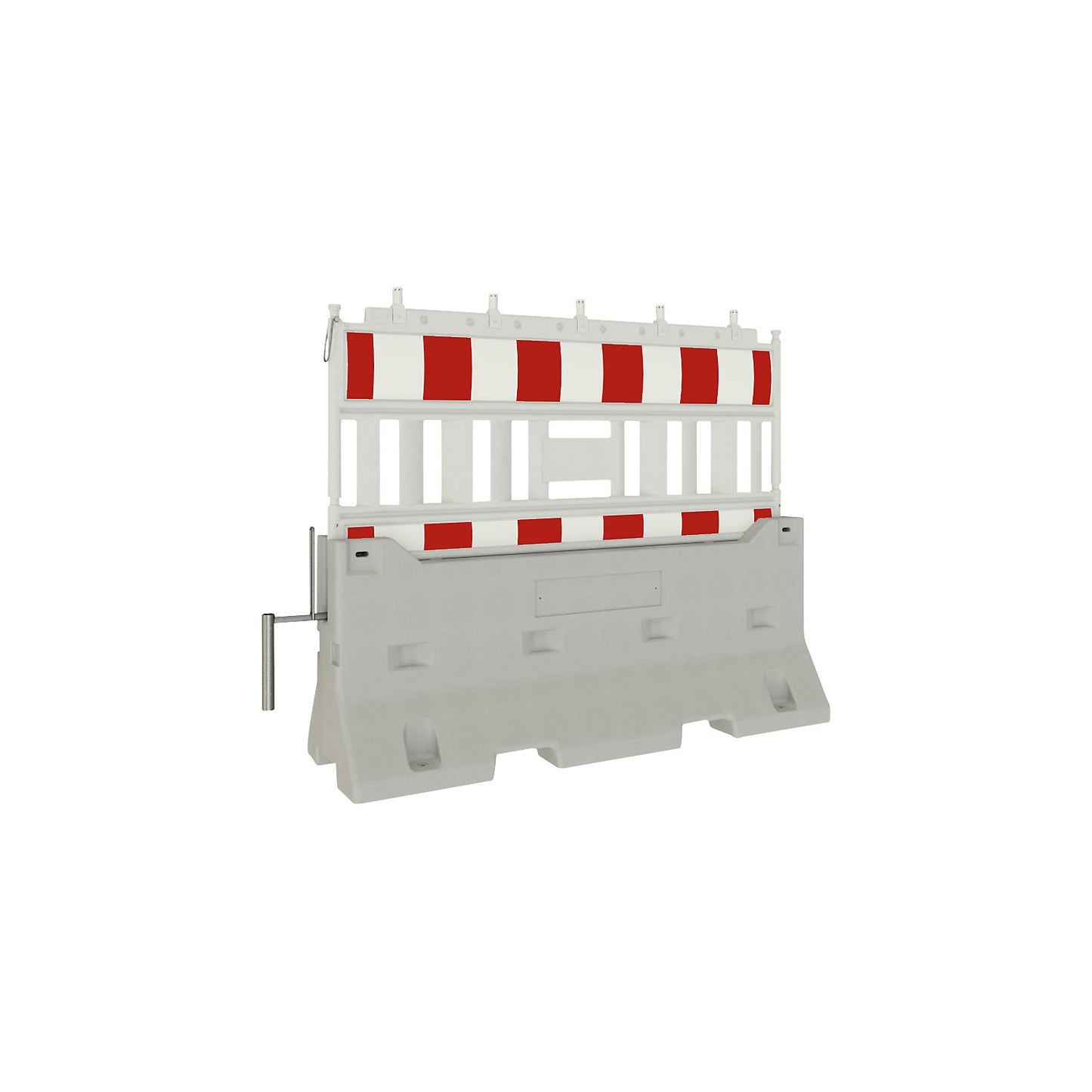 Concrete barrier with plastic fencing, LxWxH 2420 x 2030 x 940 mm, grey/white/red.