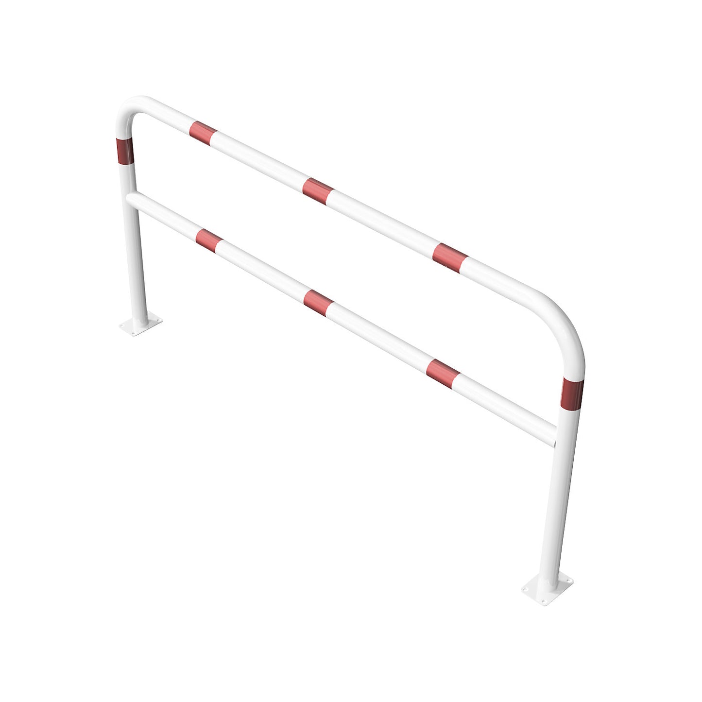 Safety barrier, steel, Ø 60 mm, for bolting in place, width 2000 mm, white/red.