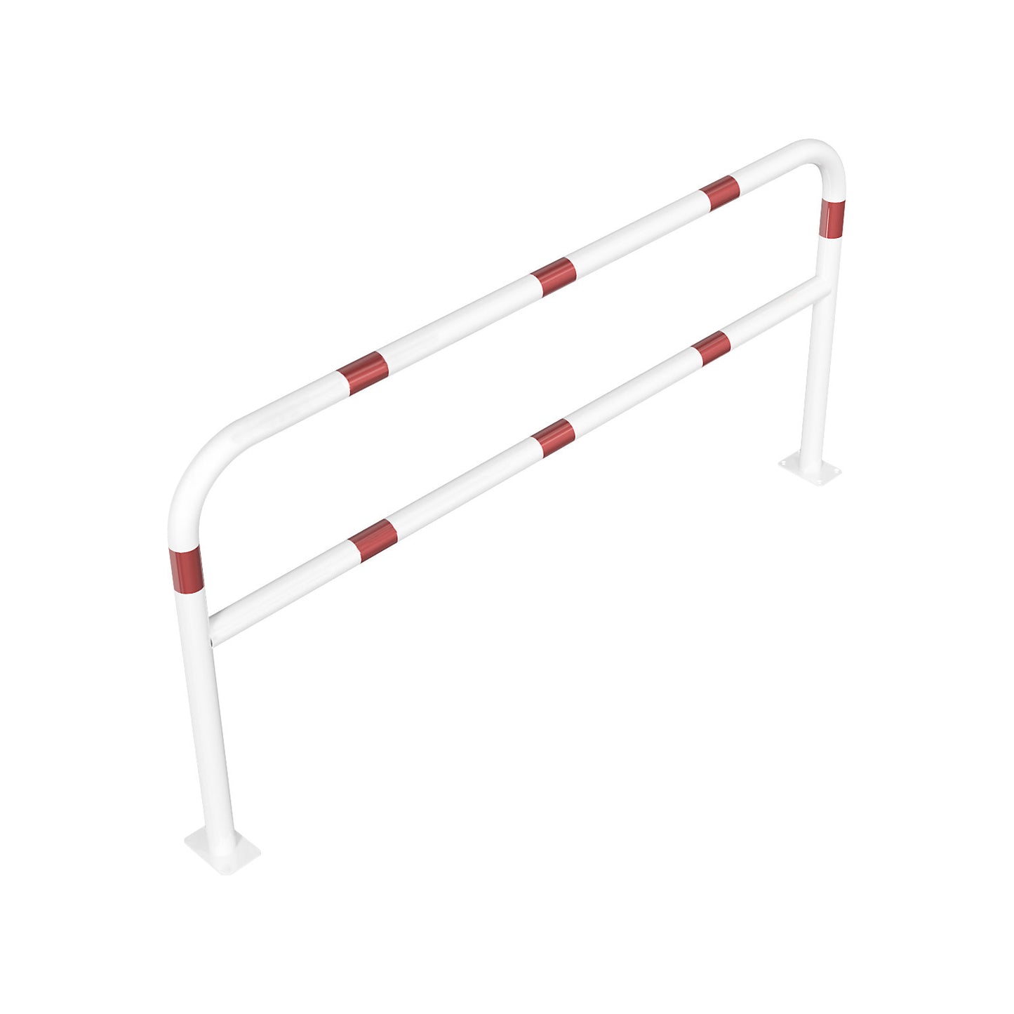 Safety barrier, steel, Ø 60 mm, for bolting in place, width 2000 mm, white/red.