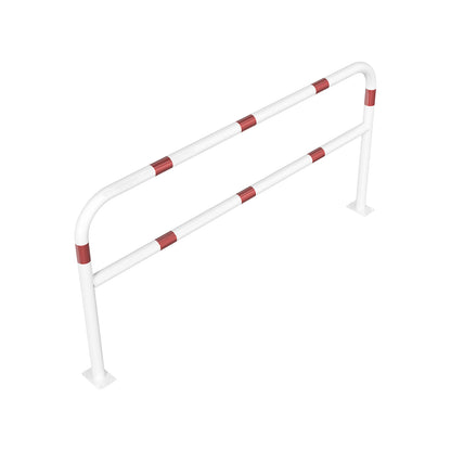 Safety barrier, steel, Ø 60 mm, for bolting in place, width 2000 mm, white/red.