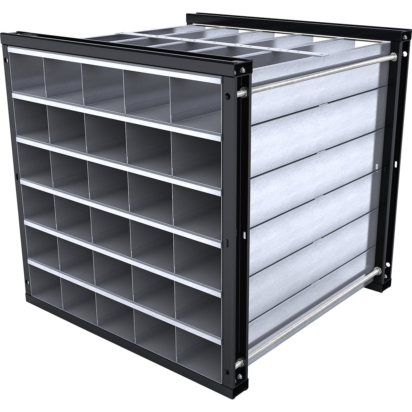 Honeycomb shelving unit, HxWxD 1000 x 1000 x 1000 mm, 30 trays, 5 x 6 compartments.
